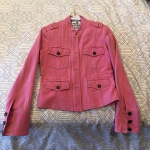Pink linen biker jacket